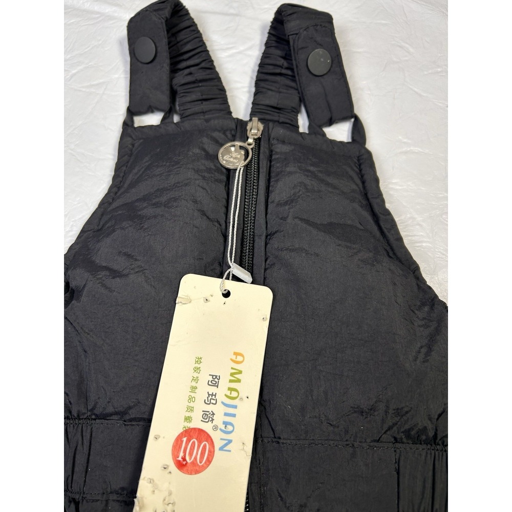 Apple Bottoms NWT Black Toddler Snow Bib Overalls 3T Snow‎ Suit Water Resistance - Picture 2 of 8